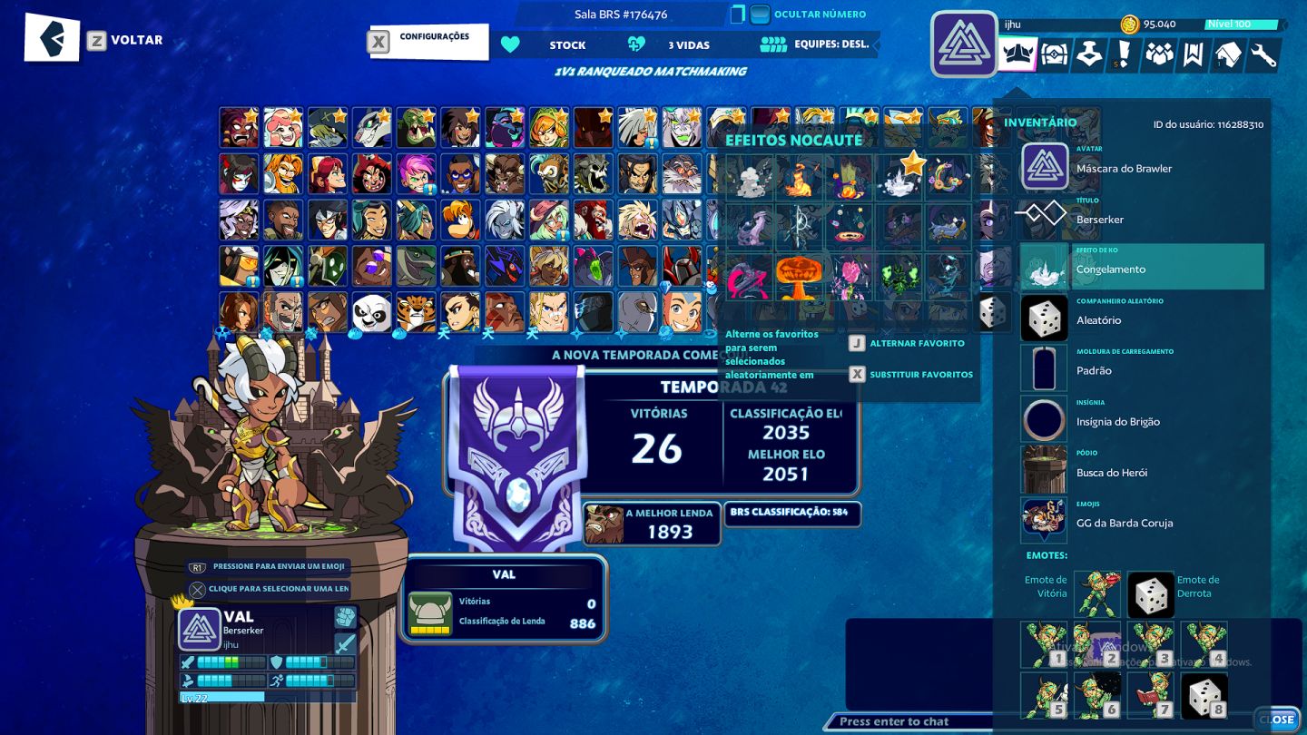 Conta brawlhalla com bastante skin e tudo mais
