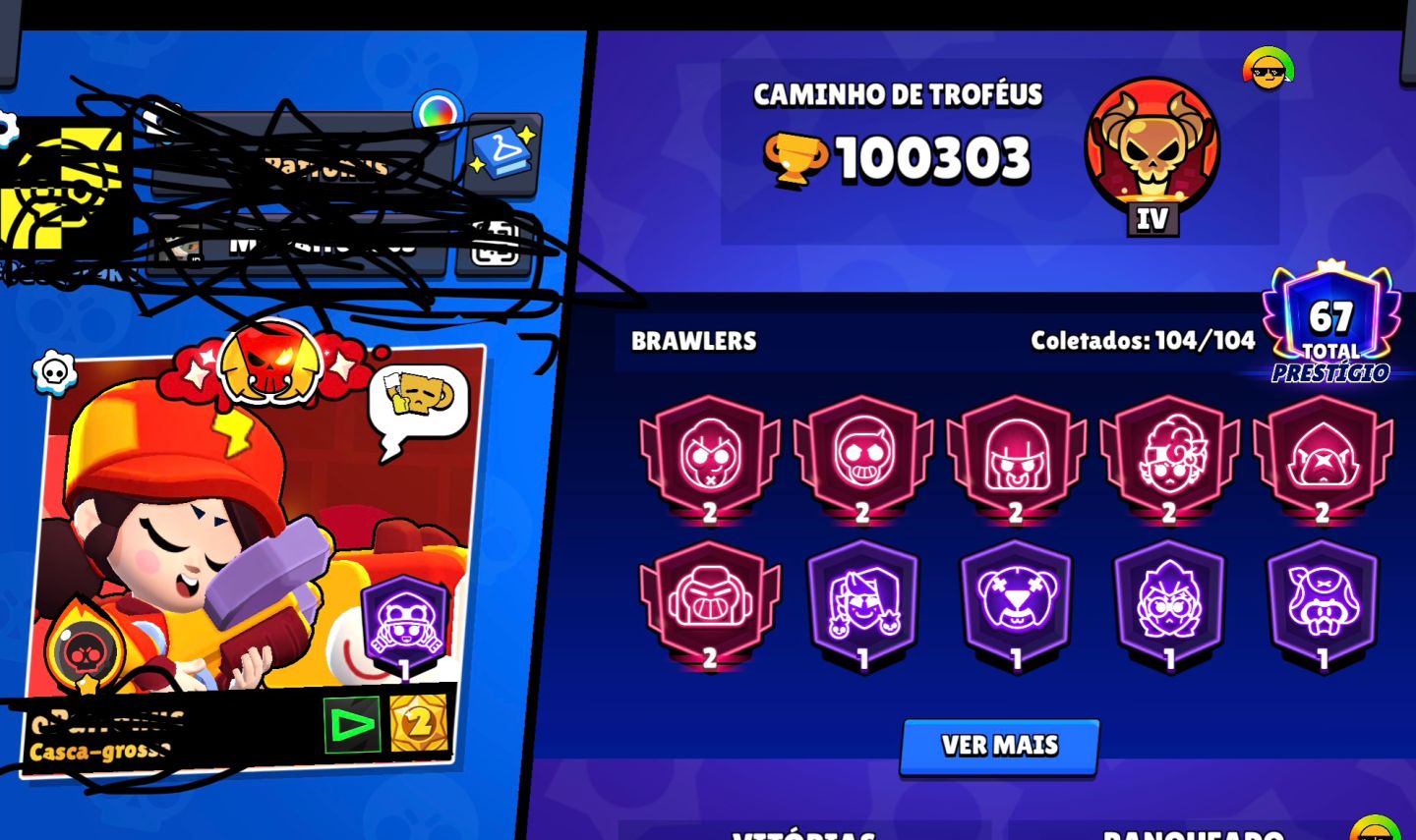 Conta brawlstars 100k trofeus