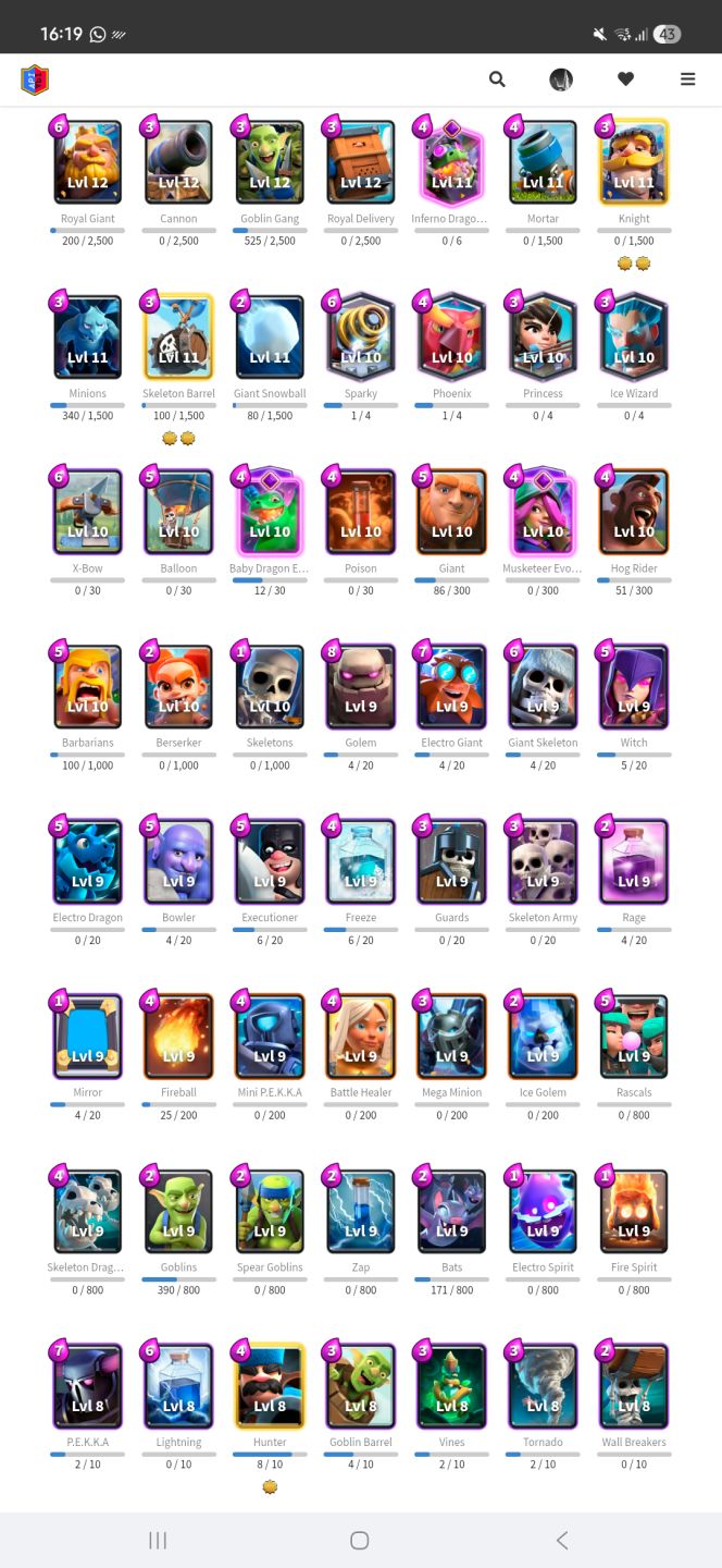 Conta Clash royale | 5.391 Troféus | 84 Cartas | 7 Evoluções