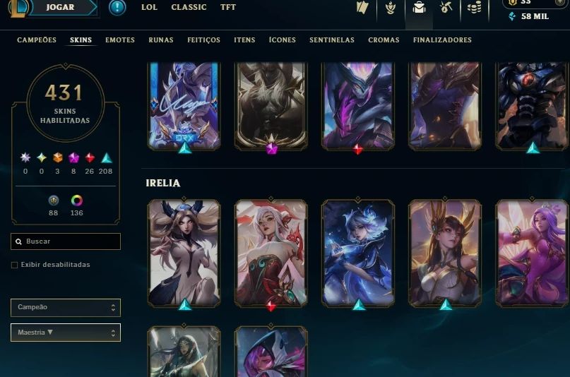 Conta Lol Diamante 2 431 Skins Ex Mestre C Yone Pacificador Main Yasuo Ex Gm