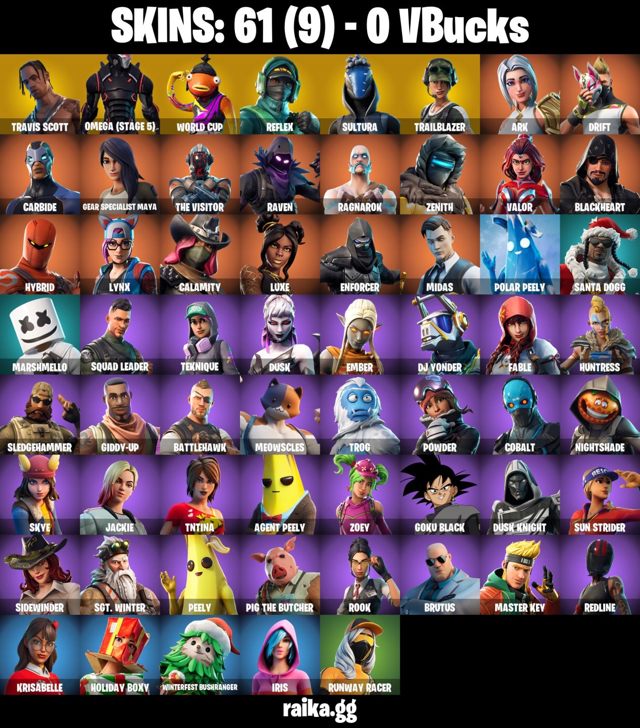 61 skins Travis Scott Omega (stage 5) WORLD CUP Reflex Sultura Trailblazer MAKO