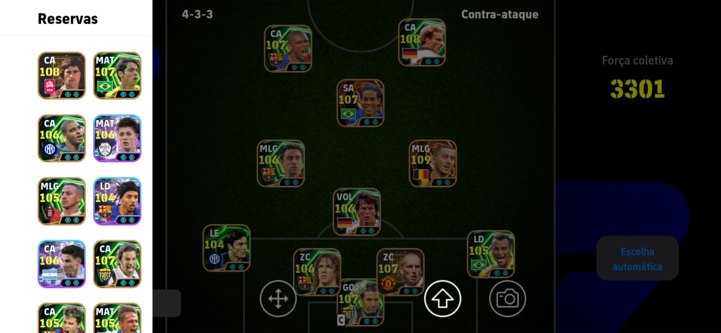 CONTA EFOOTBALL 3301 FULL RONALDINHO 107 ETOO 107
