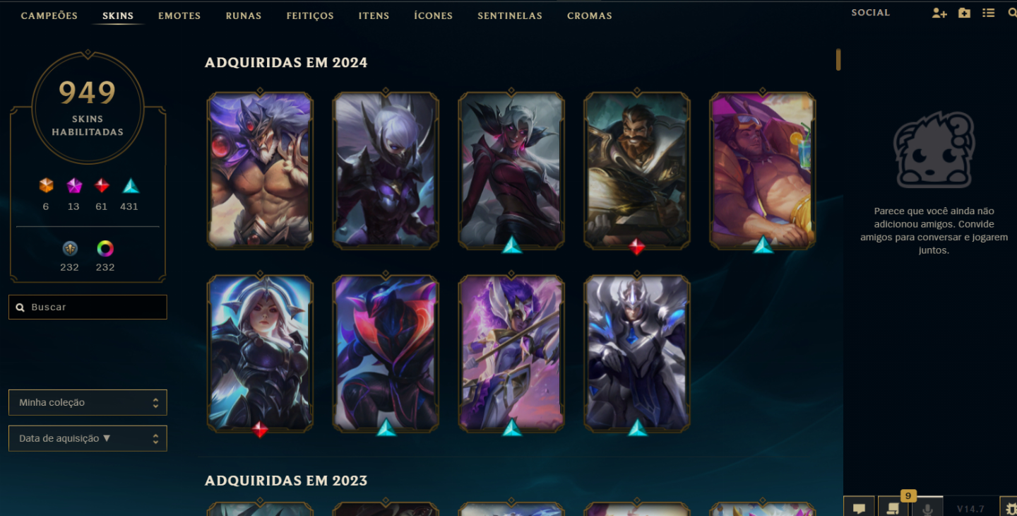 Conta lol D2, 949 skins.