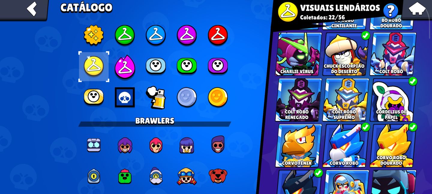 Conta com 3 Pro pass, vários passes plus, 50k e todos os Brawler