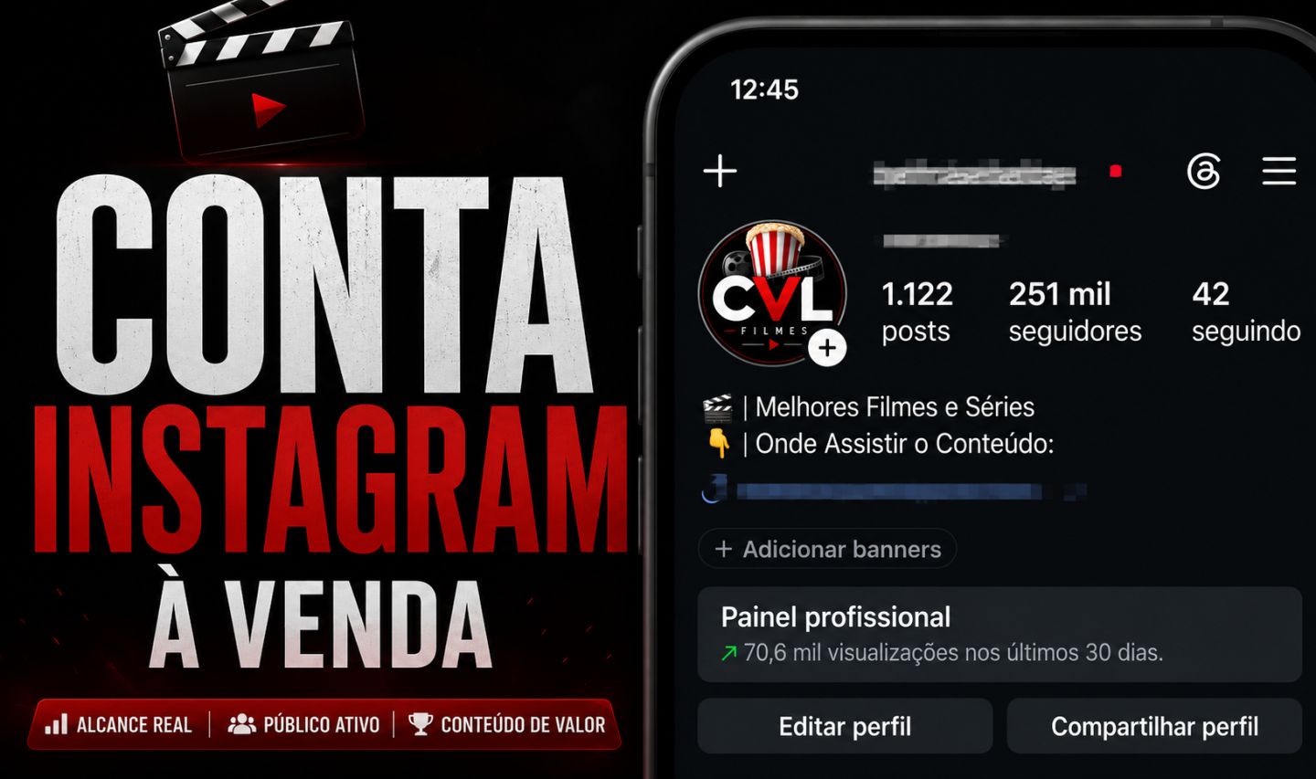 Conta Instagram com 251 mil seguidores