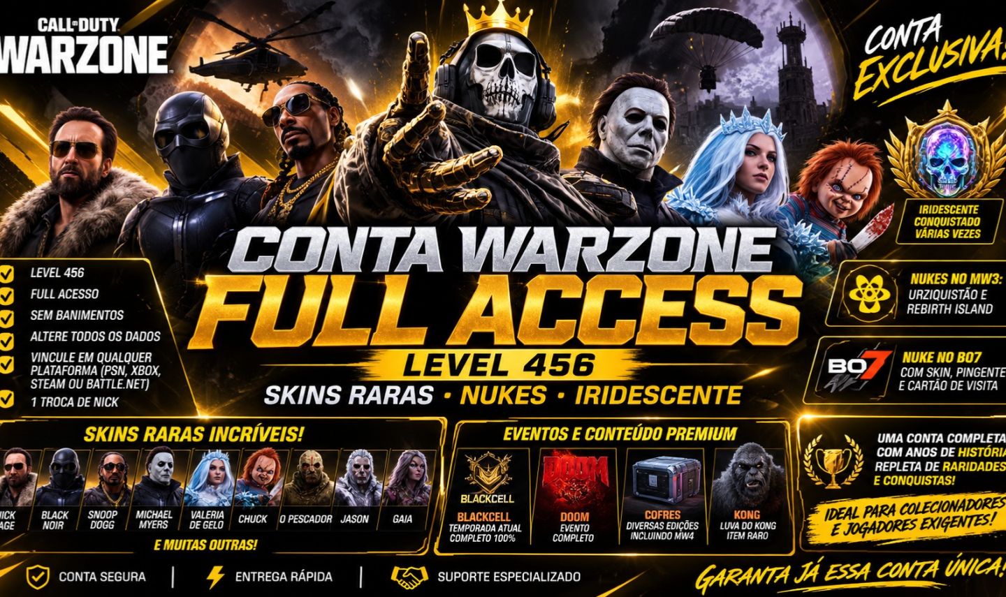 Conta Warzone Full Acesso Level 456 | BlackCell | Skins Raras | Nukes