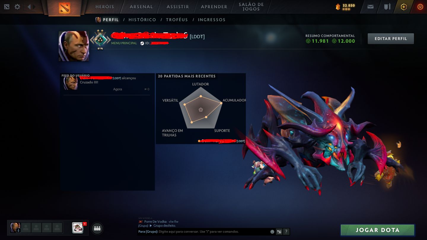 Conta Dota 2 Cruzado 2 Behavior 11.981/12.000 - 1.859 MMR Main Pool