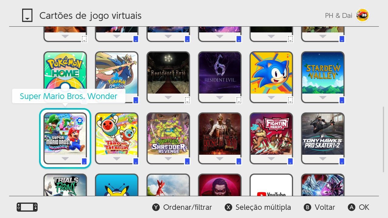 Conta Nintendo Switch | 47 Jogos: Mario Wonder, Kart 8, Tennis e Pokémon Sword