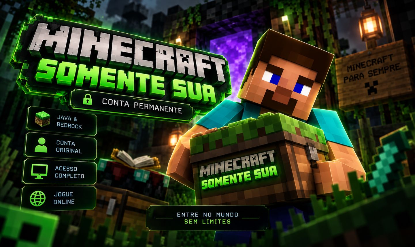 MINECRAFT FULL ACESSO JAVA/BEDROCK + BRINDE