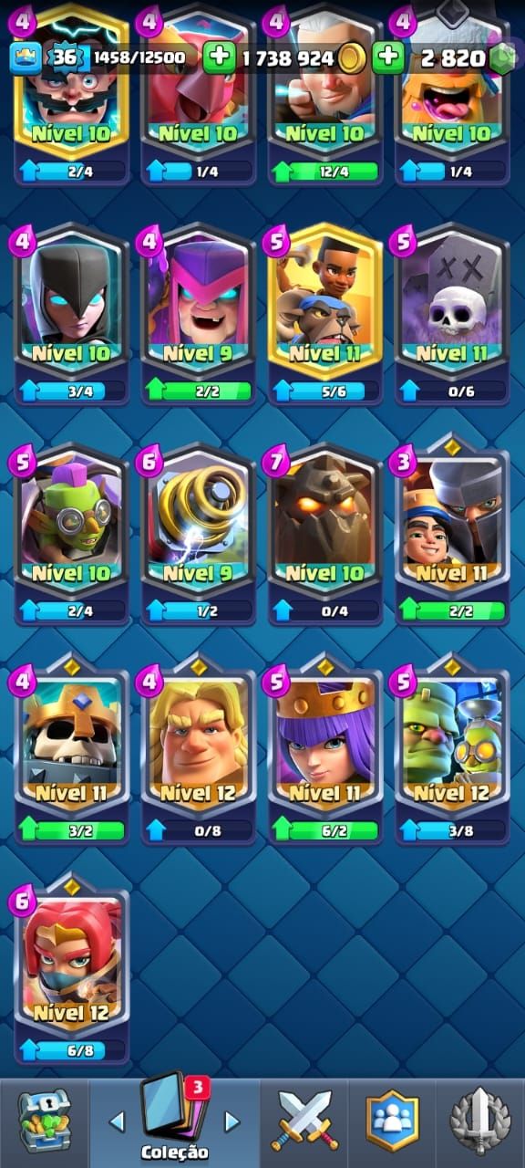 CONTA DE CLASH ROYALE LEVEL 36 COM 2K800DE GEMA E MUITAS EVOLUÇÕES!!!