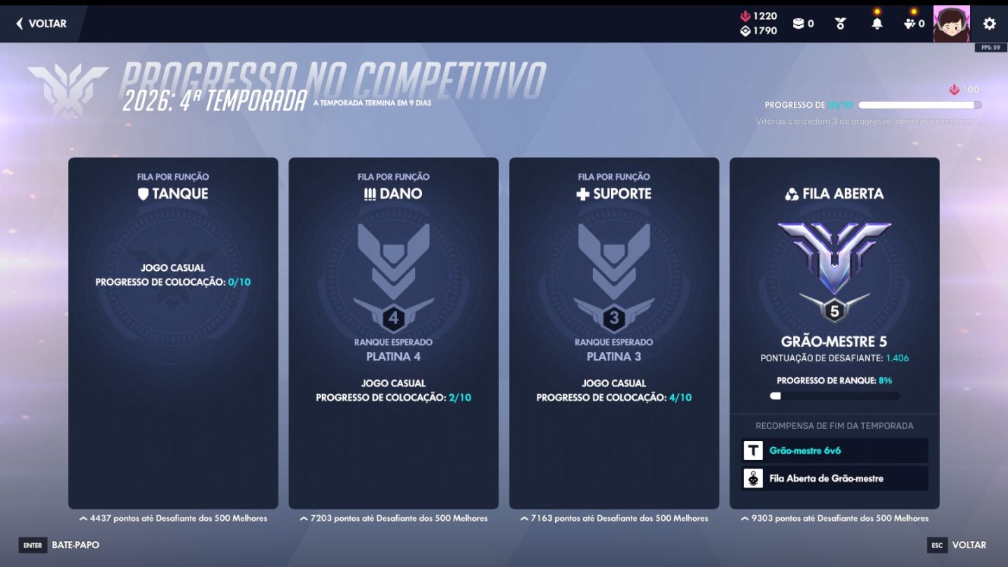 Conta Overwatch GM5 6vs6 e High MMR em 5vs5