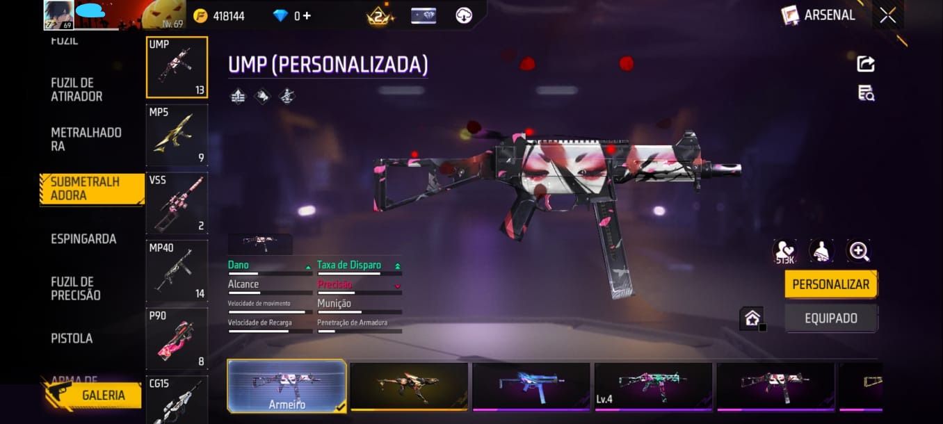 CONTA FF LVL 69 TODAS AS CAMISAS DE TIME + COMBO NARUTO FULL + UMP COMPETITIVA