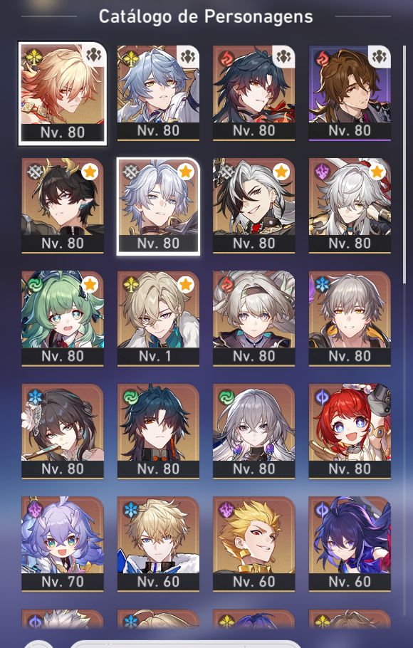 Conta Genshin AR58 + HSR I 20 T5 e 11 Armas 5 estrelas no genshin e + no HSR