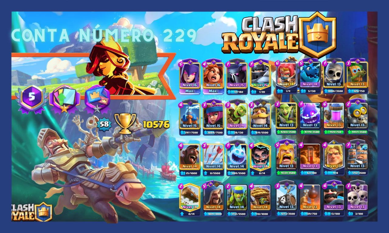 Contas de clash Royale upadas com cartas bem encaminhadas e com Vários troféus.