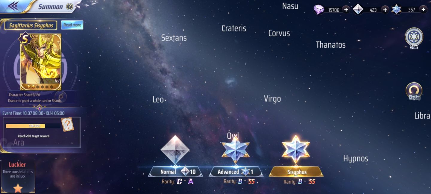 Conta saint seiya awakening servidor 150