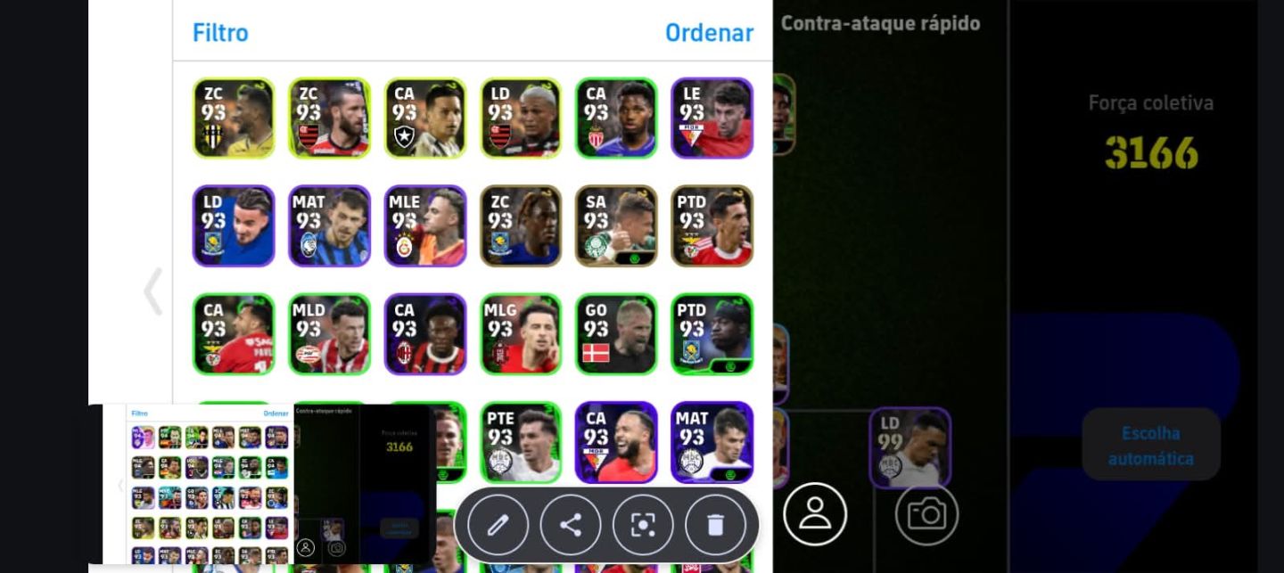 CONTA EFOOTBALL MOBILE RARA FORÇA 3166