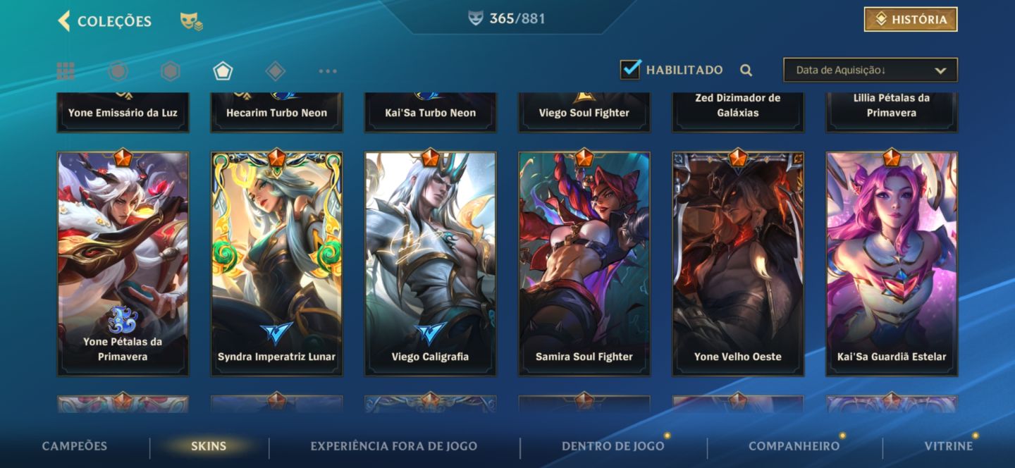 CONTA DE WILD RIFT EXTREMAMENTE COMPLETA 365 SKINS NA COLEÇÃO! | muitos gachas