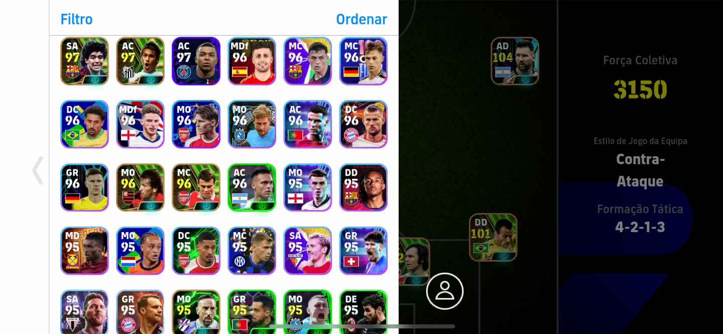 CONTA SUPER FORTE COM TIME PRINCIPAL FULL 100 OVER E PACK DO NEYMAR E DO MESSI !