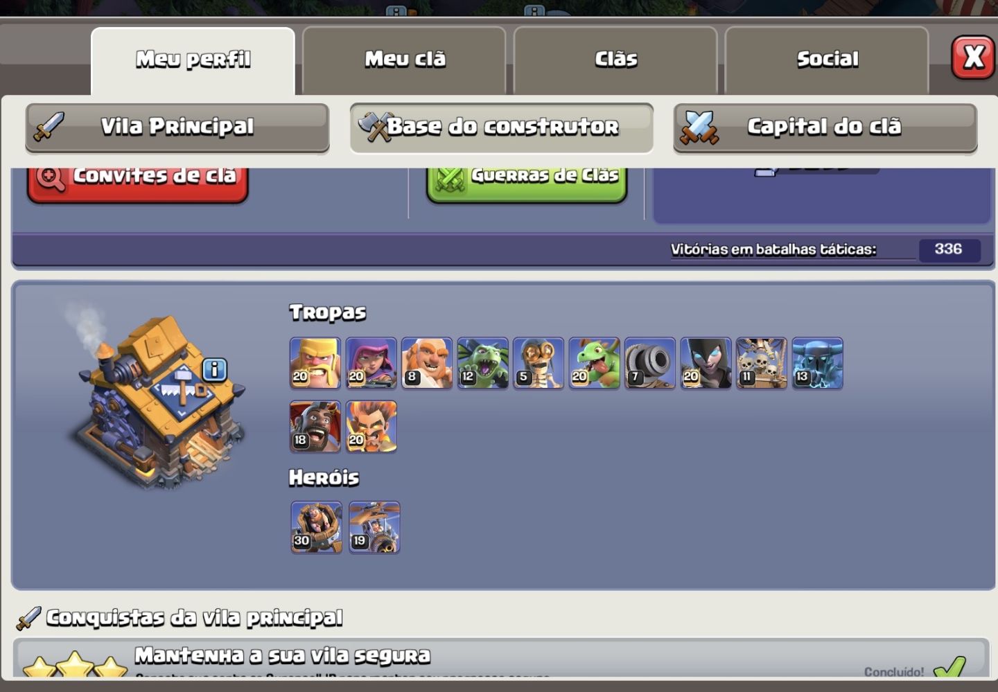 (PREÇO NEGOCIAVEL) CONTA CLASH OF CLANS CV 18