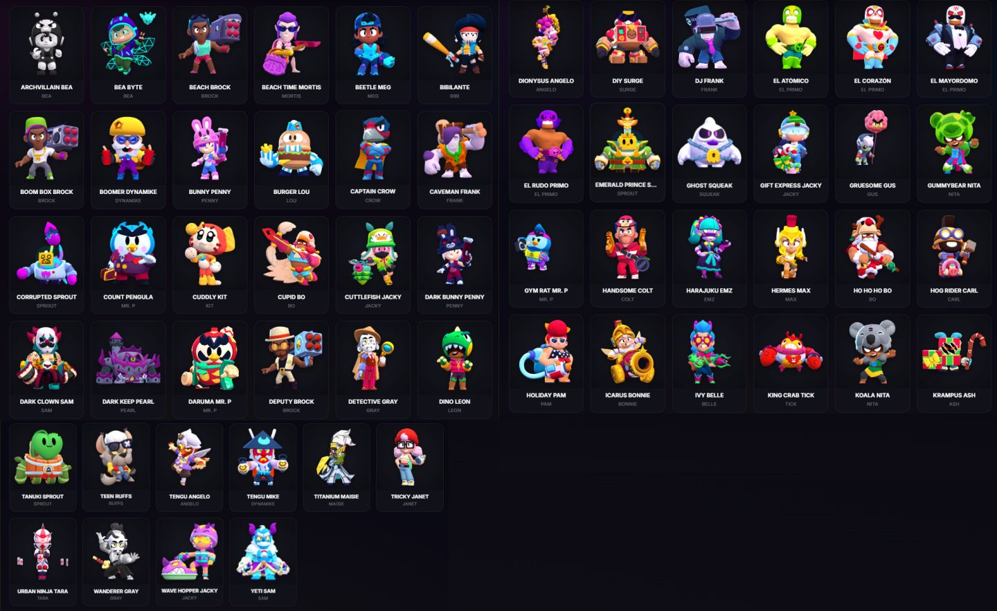 CONTA BRAWL STARS OG | 72K TROFÉUS | LENDÁRIO I BEST | 107 BRAWLERS (49 P11) | M