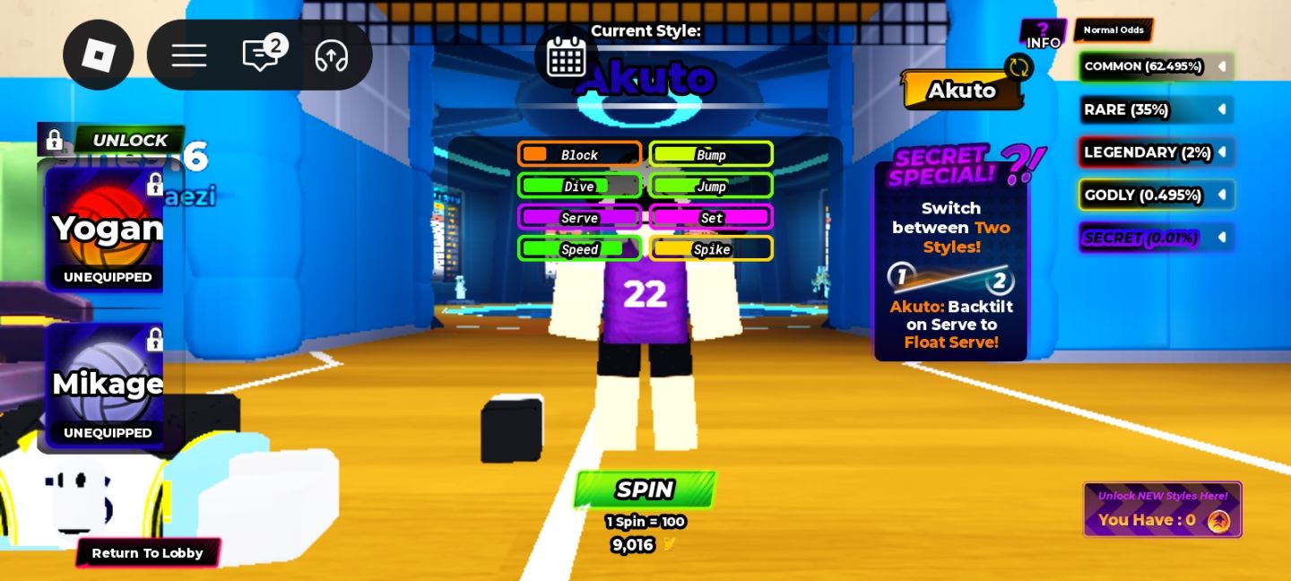 Conta volleyball legends muito boa com robux gasto