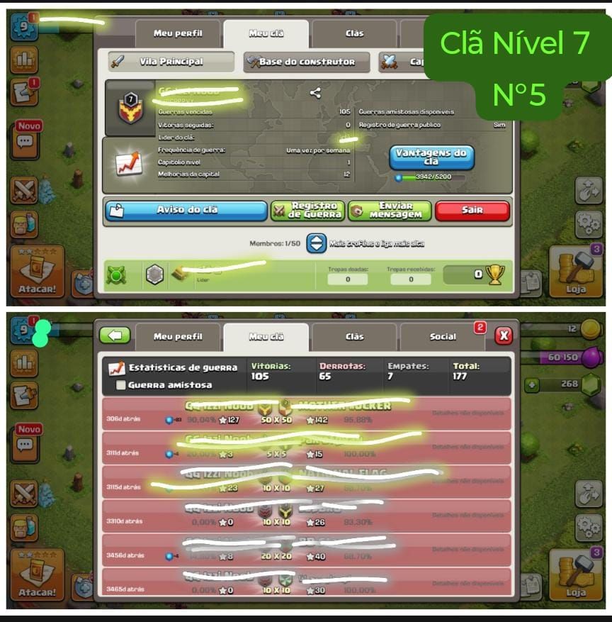 [ CONTAS E CLÃNS CLASH OF CLANS/FULL/ SEMI FULL/ RUSHADINHAS/ PROMOÇÃO 40 % OFF