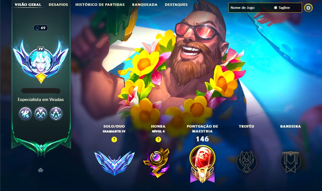 SKIN GANGPLANK CURTINDO VERÃO + [ DIAMANTE COM 60% DE WIN RATE ] + [TROCA NICK]