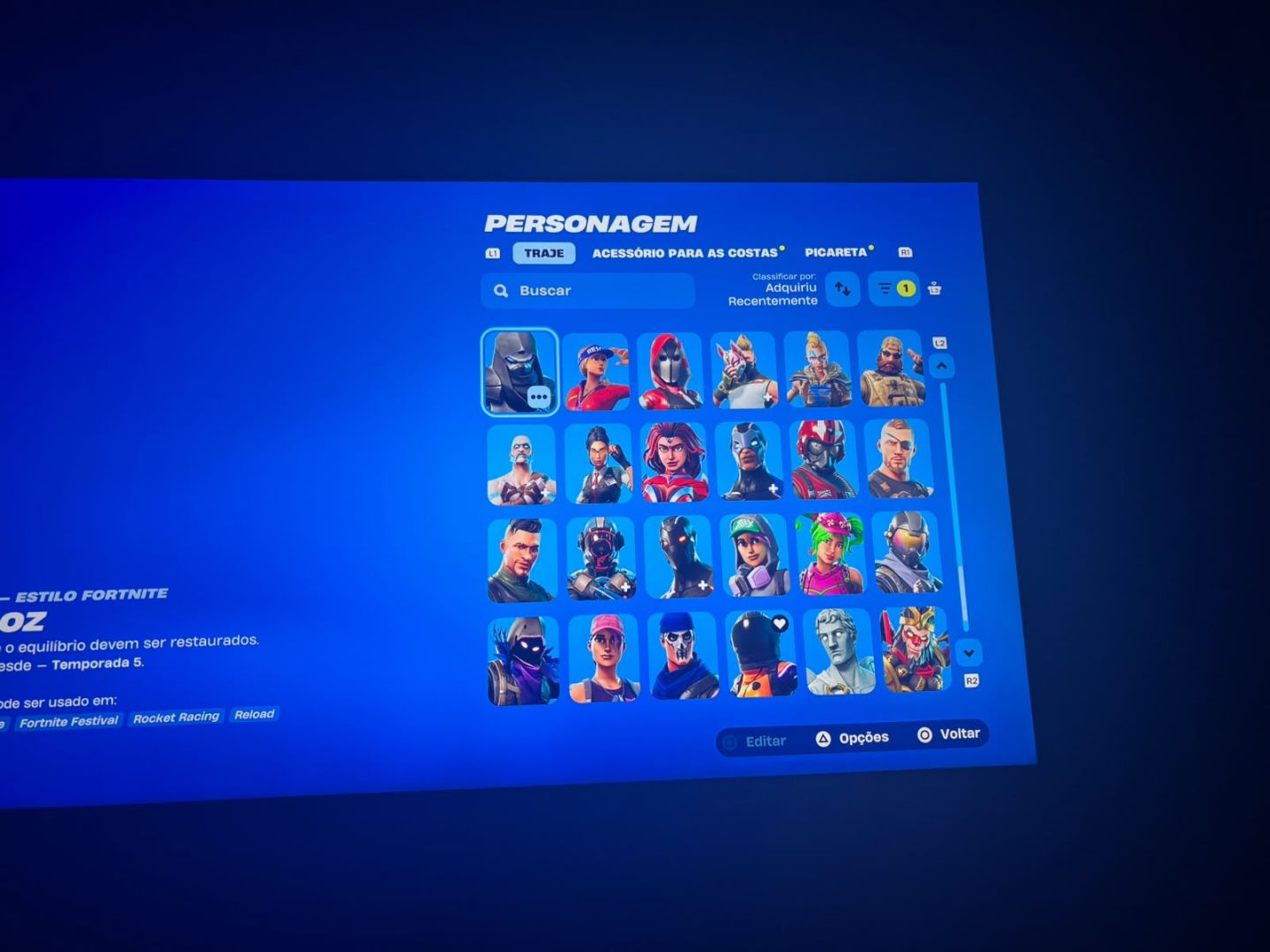 Conta Fortnite, 145 skins passe da temp 4 até a x completos