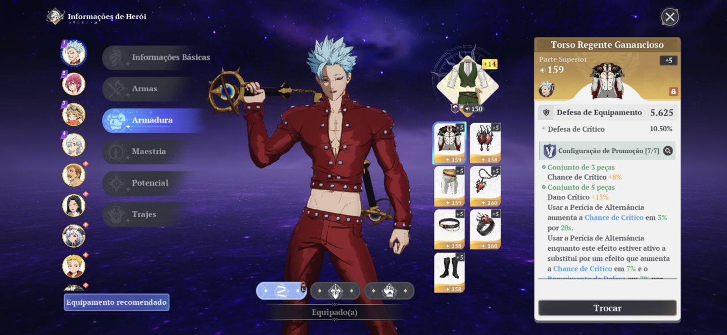 BAN P10, MERLIM P10, MELIODAS P9, ELIZA P6, GOWTHER P6, CONTA FULL END GAME