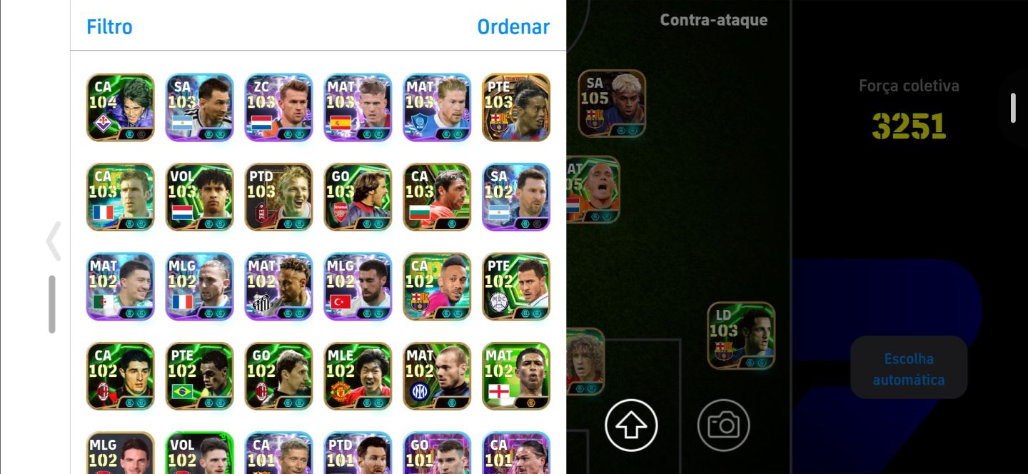 CONTA EFOOTBALL COM 3251 DE FORÇA NEYMAR 106+ADRIANO 106+SNEIJDER 106+PUYOL 108