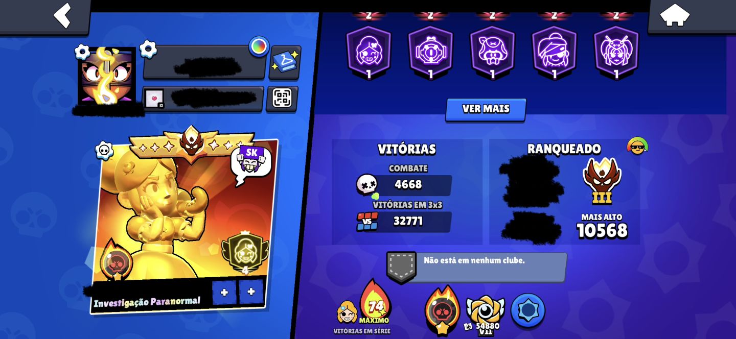 CONTA DE BRAWL STARS RARA E QUASE RANK PRO