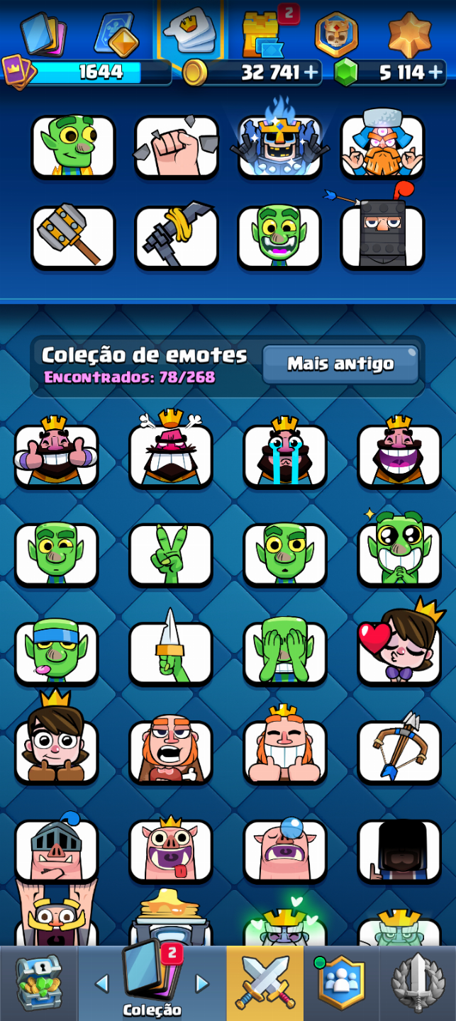 Conta do Clash Royale com várias evoluções e quase 5k de gemas