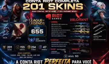 Conta Riot Games | LOL + VALORANT | 200+ SKINS LOL | VALORANT RGX SUBLIME GAIA++