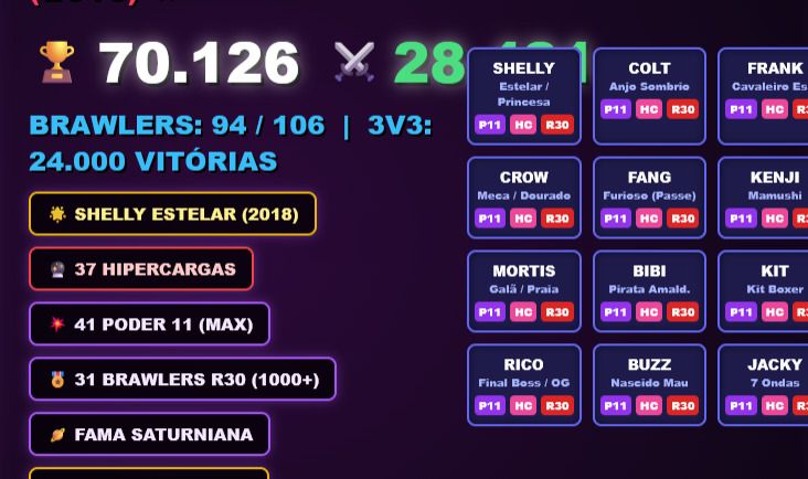 CONTA BRAWL STARS 70K | SHELLY ESTELAR 2018 | 37 HIPERCARGAS | 41 PODER