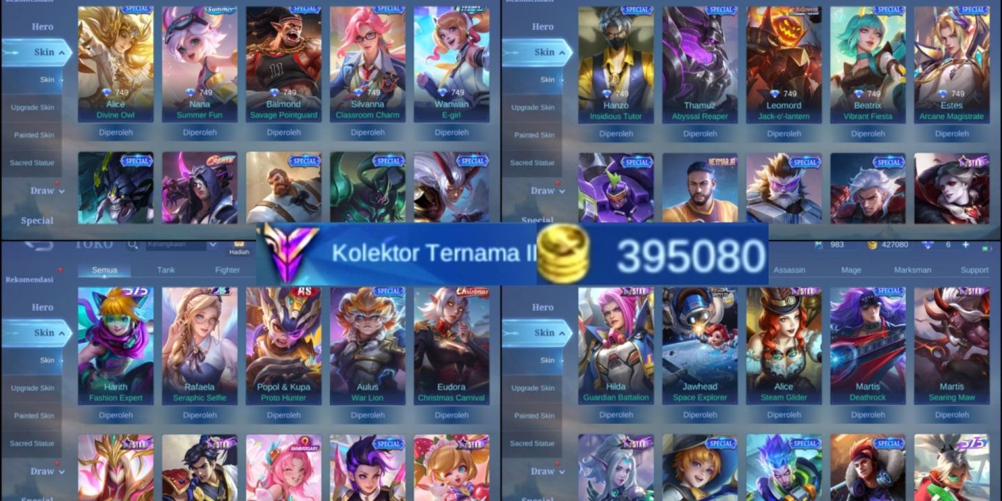 CONTA MLBB FA | 290 SKINS | GRANGER PRIME | VALE GAARA | 133 HERÓIS