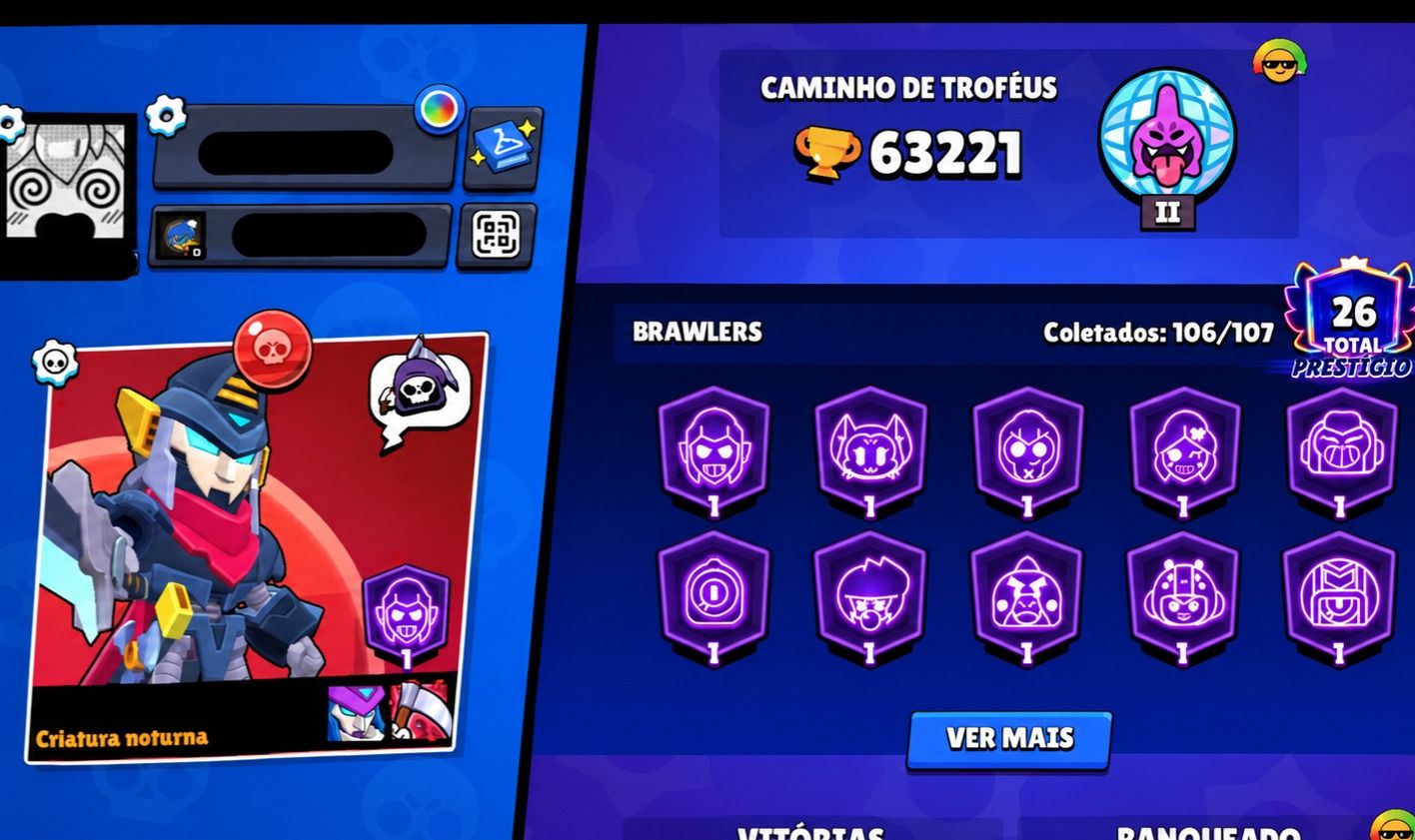 CONTA BRAWL STARS | 63K TROFÉUS | 106 BRAWLERS | CRIAÇÃO: 2021