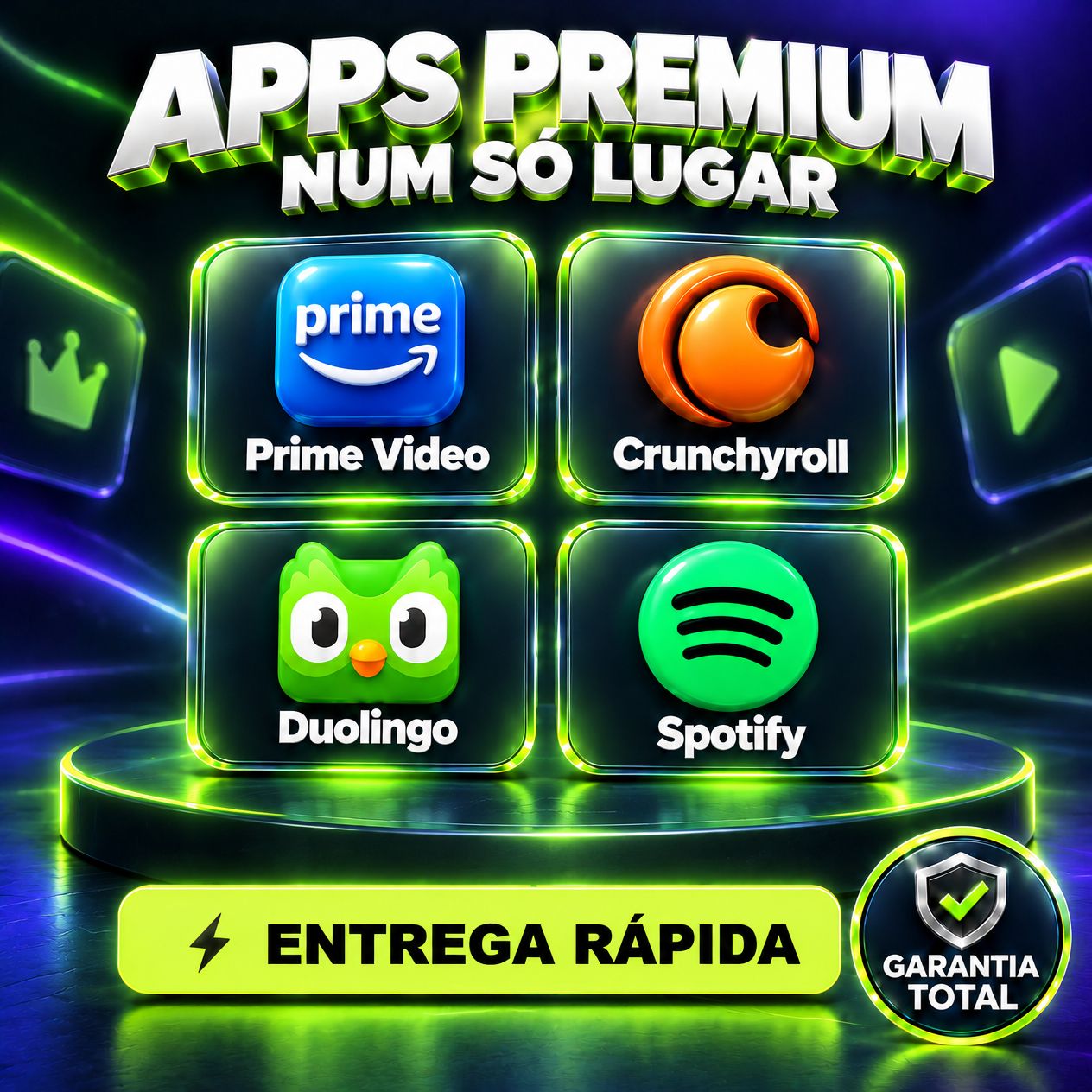 COMBO PRIME VIDEO + SPOTIFY + CRUNCHYROLL + DUOLINGO