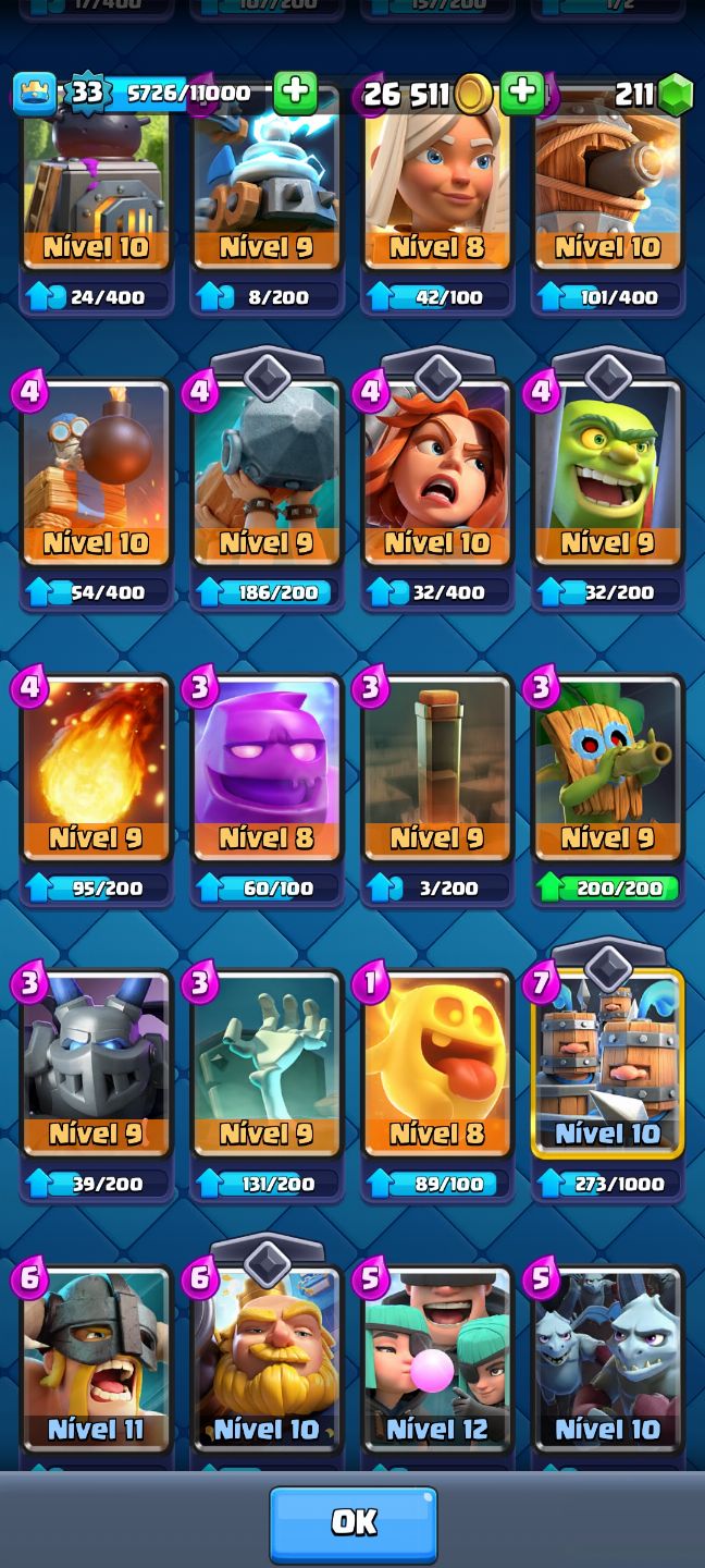 CONTA DE CLASH ROYALE COMPLETA E ANTIGA