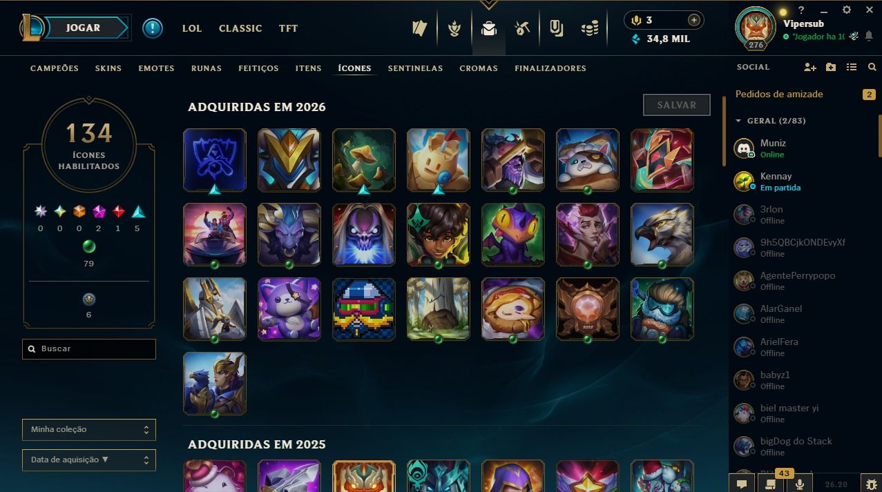 CONTA SMURFF 15 ANOS / NV 278 / 111 SKINS + EMOJIS + SENTINELAS