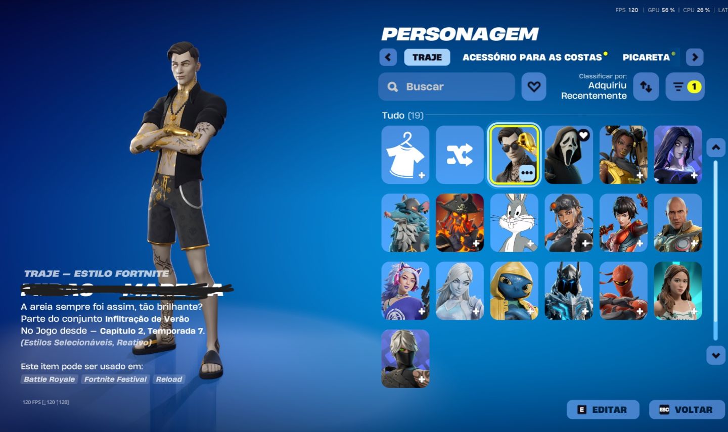 CONTA FORTNITE COM VARIAS SKINS!!!