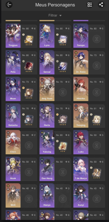 Conta genshin END GAME com os melhores DPS do jogo + conta Honkai star rail