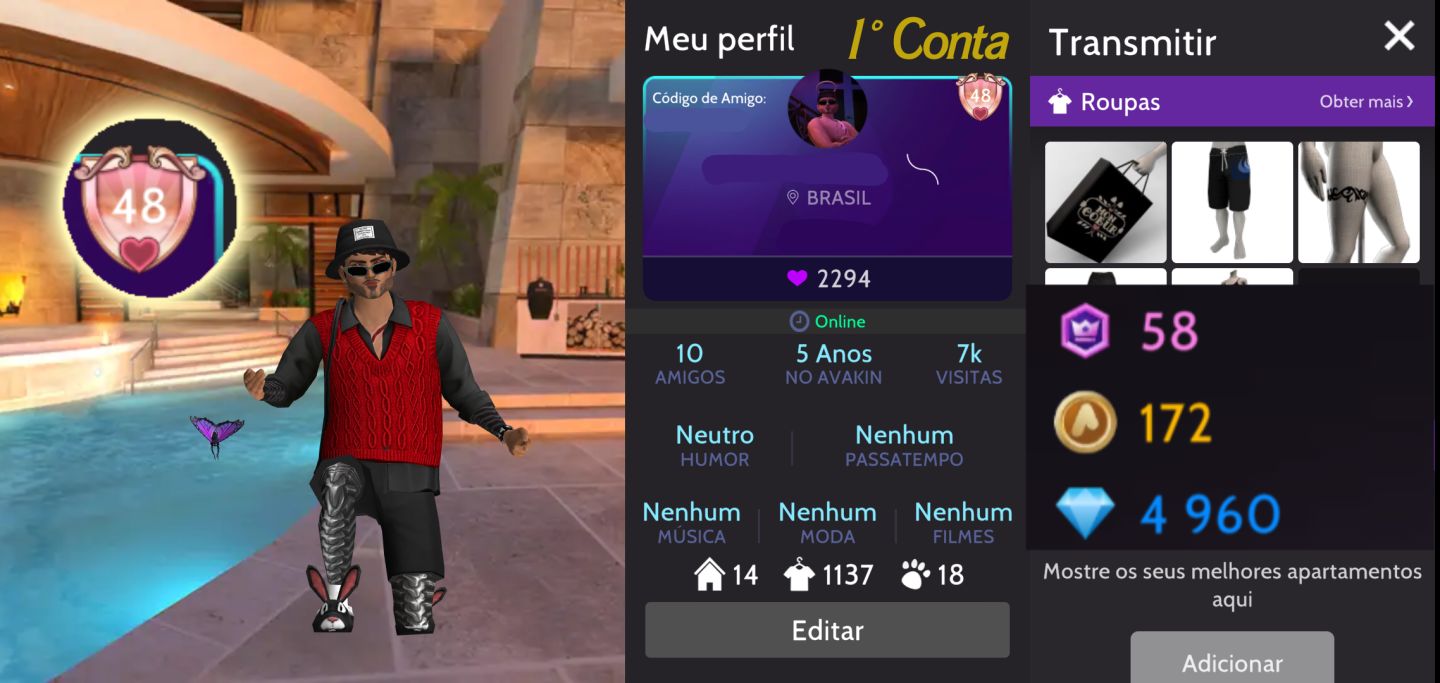 Combo de 2 Contas Antigas Avakin Life