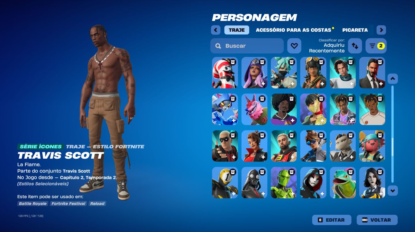 CONTA FORTNITE RARA COM TRAVIS SCOTT + SKINS TRYHARDS | SKINS EXCLUSIVAS!