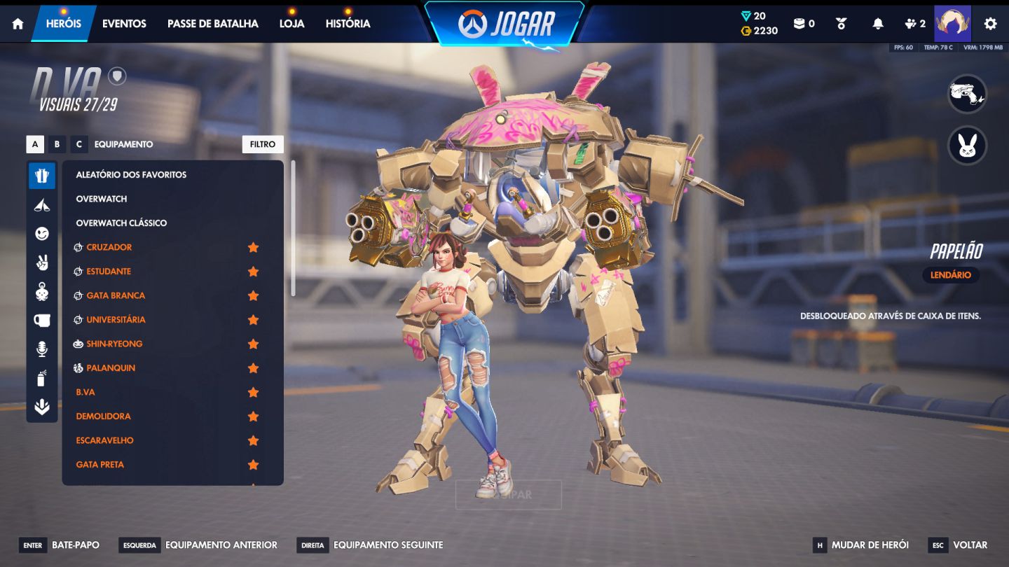 Conta Overwatch com 7mil horas com muitas skins!