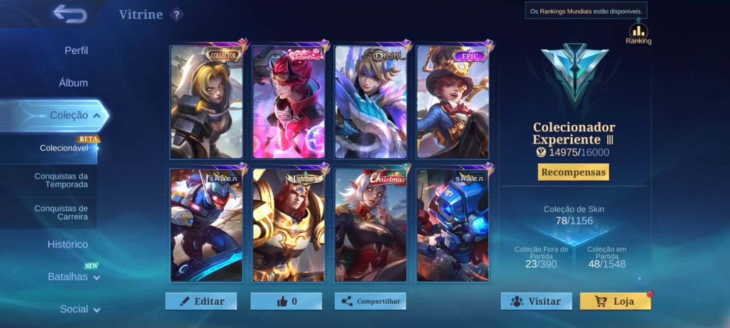 CONTA MLBB FA | 78 SKINS | NATALIA COLLECTOR | TIGREAL LIGHTBORN | 63 HERÓIS