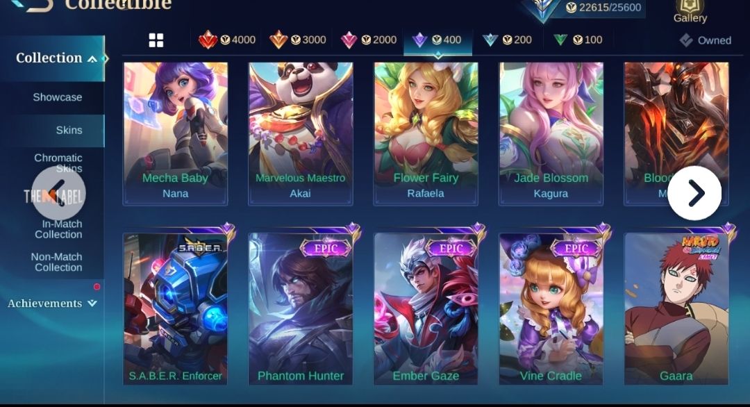 Conta mobile legends 125 skins