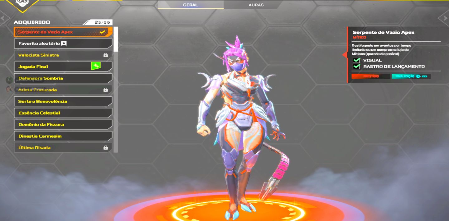 CONTA APEX LEGENDS RECHEADA DE ITENS COSMÉTICOS e 6 ITENS MÍTICOS
