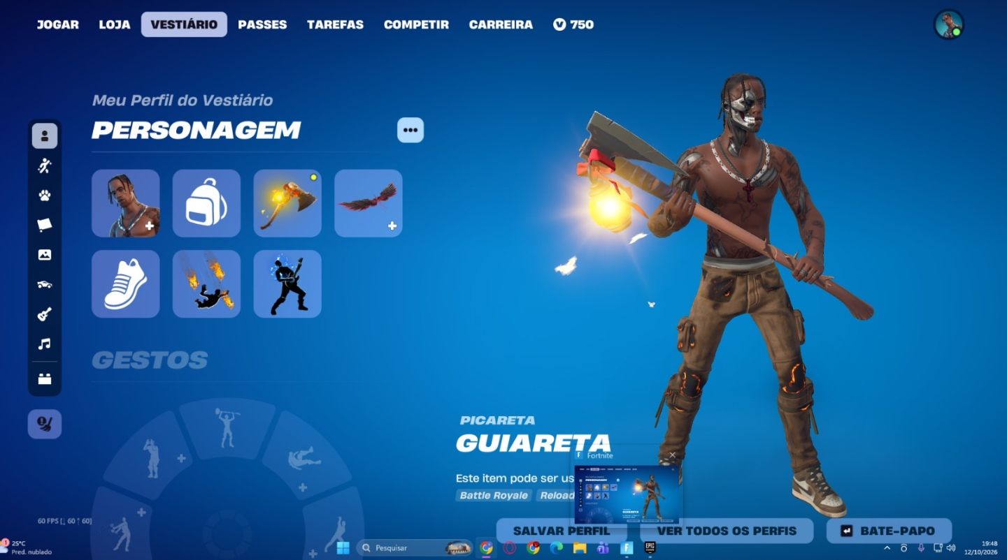 Conta de Fortnite com travis e passe da temporada 4, 5 e 6