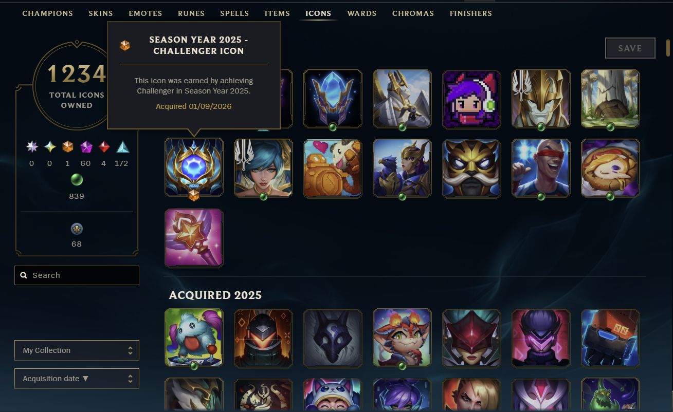 ACC única de Colecionador 1724 SKINS | past CHALLENGER | ACEITO OFERTAS !!