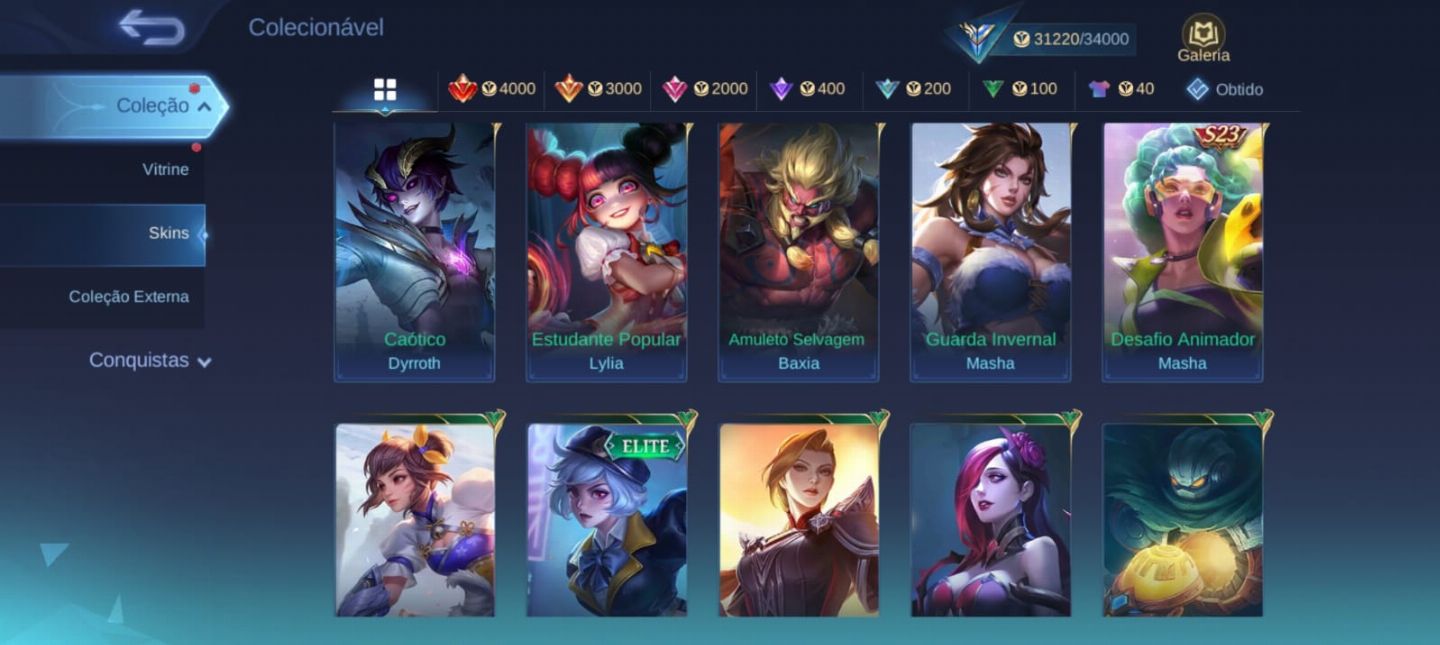 Conta NÍVEL COLECIONADOR MLBB - MOBILE LEGENDS